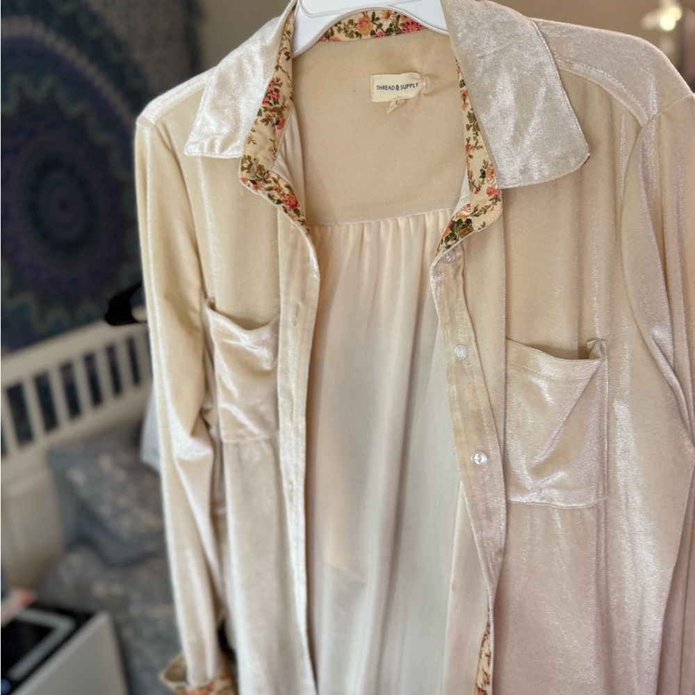 Women Suede Long Sleeve Button Up